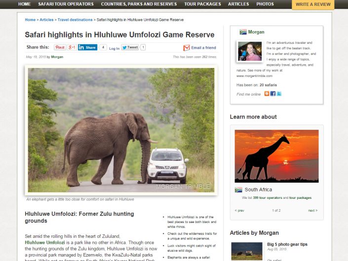 Safari highlights in Hluhluwe Umfolozi Game Reserve