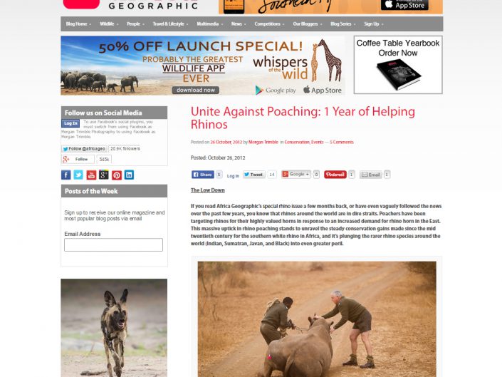 Unite Against Poaching: 1 year of helping rhinos