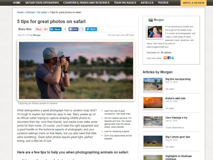 5 tips for great photos on safari