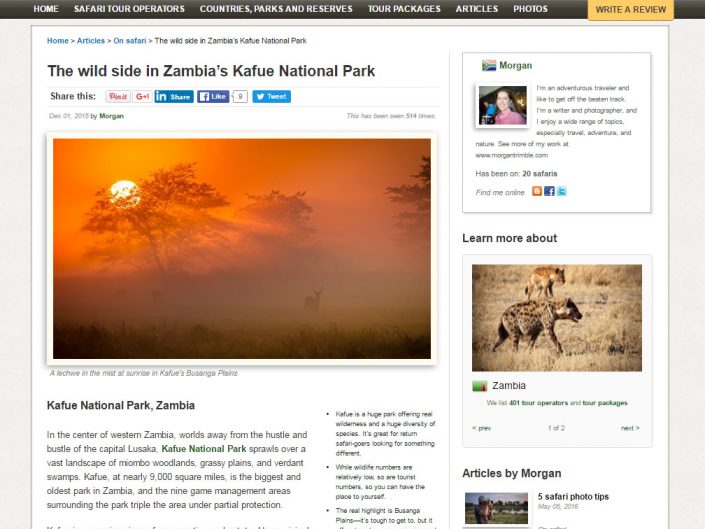The wild side in Zambia’s Kafue National Park